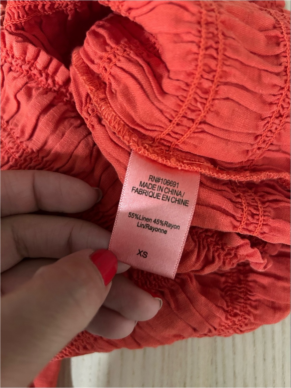 YFB Young Fabulous & Broke Sz XS Brick Red Smocked Off Shoulder Puff Sleeve Top - Picture 4 of 7